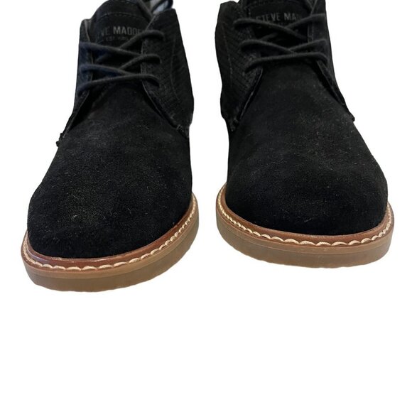 NEW Steve Madden Hardenn Men's Black Suede Leather Lace-Up Chukka Ankle Boots - Picture 6 of 13